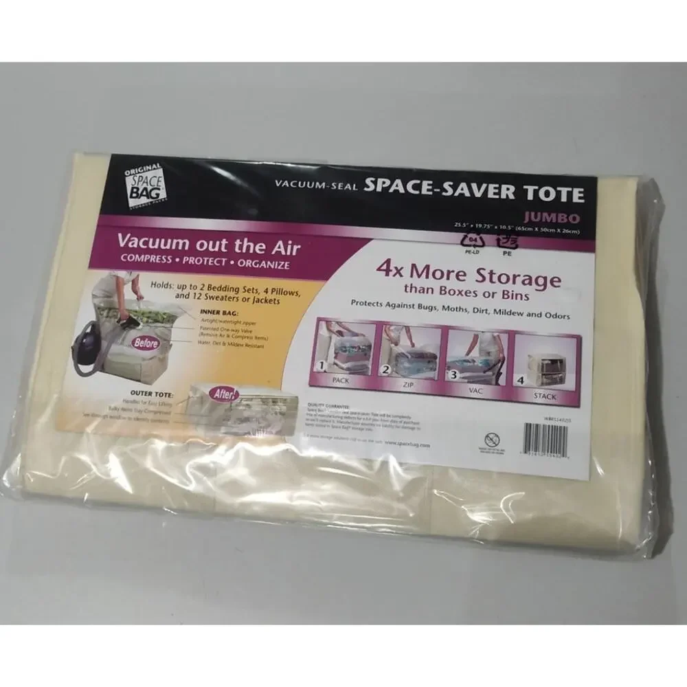 Space Bag Jumbo Vacuum Storage Tote Airtight Waterproof Zipper 25.5x19.75x10.5